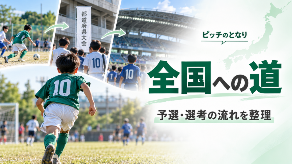 全日本U-12で全国へ行くには？都道府県大会から全国大会までの流れをイメージした少年サッカーU-12大会のアイキャッチ画像