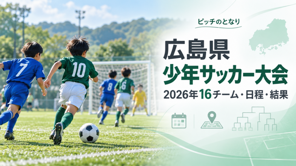 広島県少年サッカー大会をイメージした少年サッカーU-12大会のアイキャッチ画像
