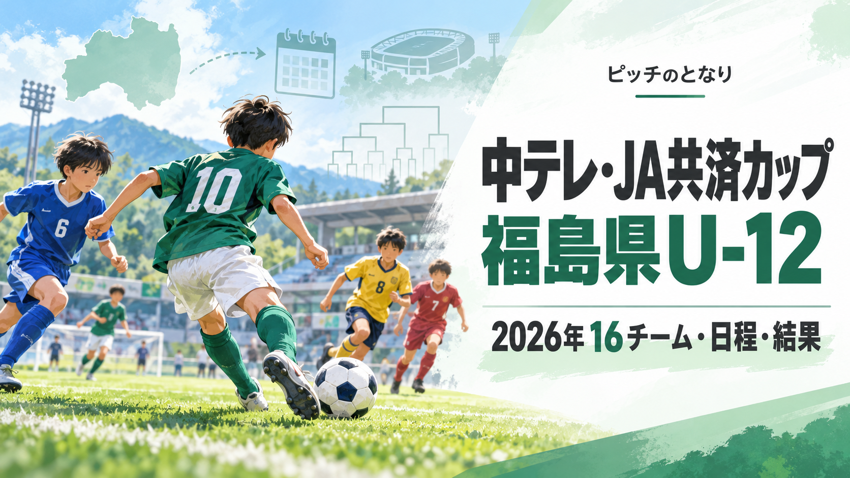 中テレ・JA共済カップ福島県U-12をイメージした少年サッカーU-12大会のアイキャッチ画像