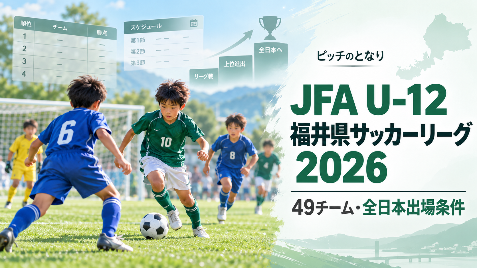 JFA U-12福井県サッカーリーグ2026をイメージした少年サッカーU-12大会のアイキャッチ画像
