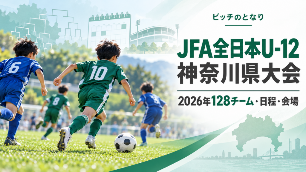 JFA全日本U-12神奈川県大会をイメージした少年サッカーU-12大会のアイキャッチ画像