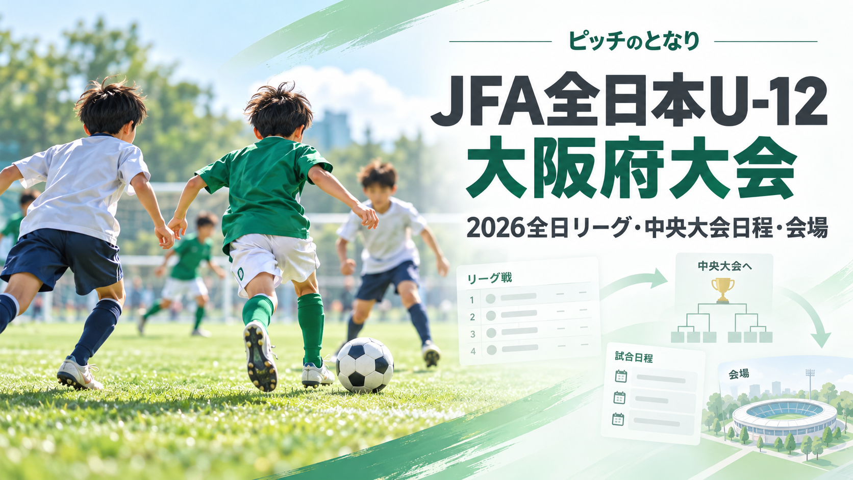 JFA全日本U-12大阪府大会をイメージした少年サッカーU-12大会のアイキャッチ画像