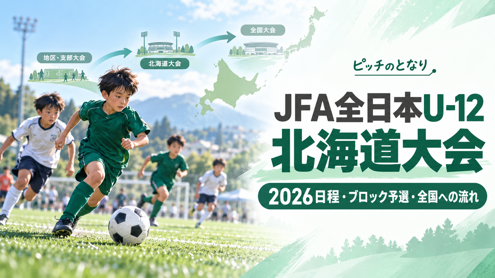 JFA全日本U-12北海道大会をイメージした少年サッカーU-12大会のアイキャッチ画像