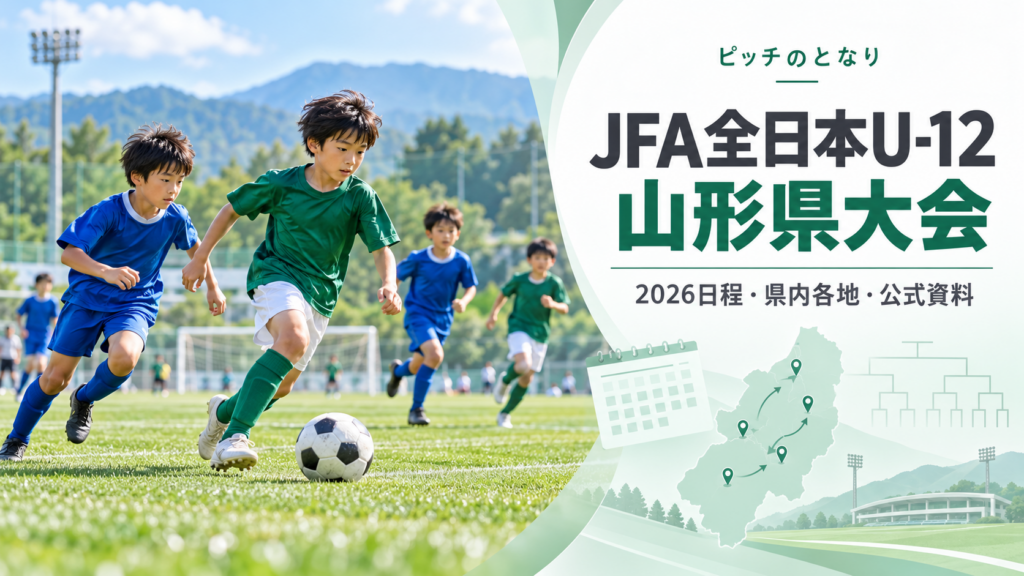 JFA全日本U-12山形県大会をイメージした少年サッカーU-12大会のアイキャッチ画像