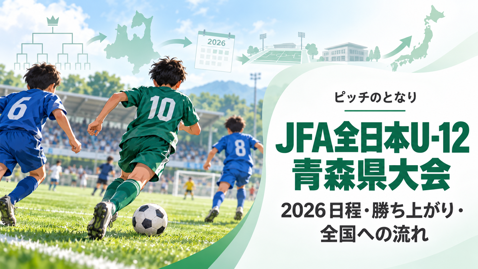 JFA全日本U-12青森県大会をイメージした少年サッカーU-12大会のアイキャッチ画像